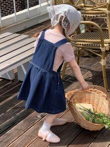 Dazy Kids Young Girl' Cute Denim Pinafore Dress Sun Dresses - Blue - View 4