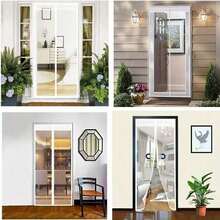 1 buah Tirai Tipis Magnetik Bergaris Putih dengan Tepi Bordir Renda, Desain Garis Vertikal, Pembatas Ruangan Anti Serangga Multifungsi untuk Ruang Tamu, Kamar Tidur, Dapur, Tirai Pintu Poliester Perekat Mandiri dan Dapat Dicuci - warna-warni - View 7