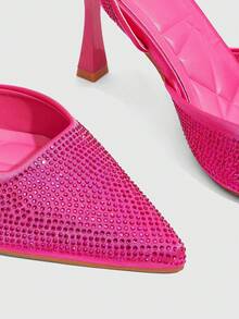 CUCCOO SZL Women's Fashion High Heel Pumps, Rhinestone Embellished High Heel Pumps - Hot Pink - View 5