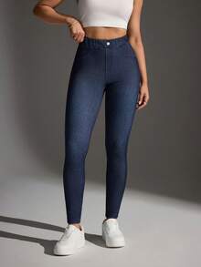 Flexra Quần jeans nữ cạp chun ôm sát, kiểu dáng thường ngày, đa năng. - Màu xanh lam - Xem 4