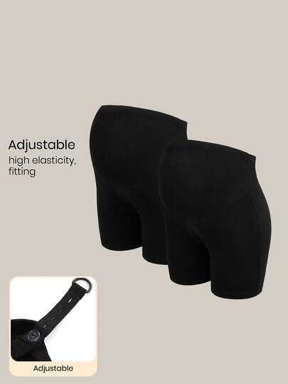 SHEIN Quần short cạp cao, màu trơn, ôm sát, thời trang, có thể điều chỉnh eo.