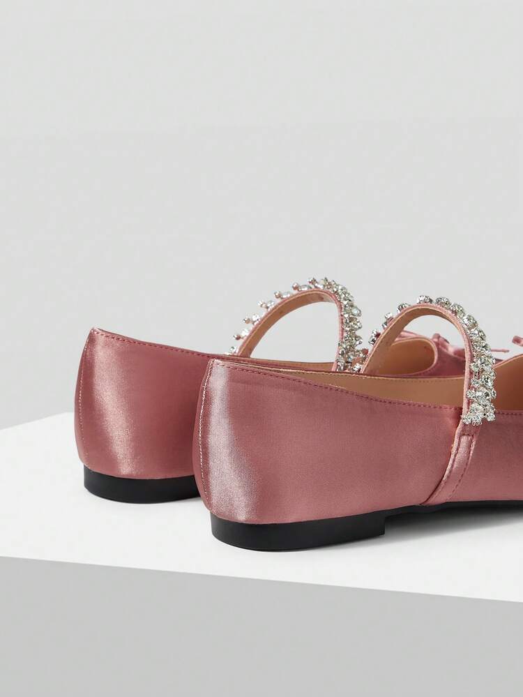 VINTAGE COMFORTABLE CASUAL RHINESTONE DETAIL BOW DECOR FLAT SHOES SPRING SHOES