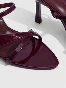 CUCCOO SZL Women's Adjustable Minimalist Maroon High Heel Sandals, For Casual Daily Wear Spring Shoes Spring Break Easter Prom Heels - Burgundy - View 5