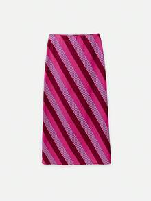 Falda larga a rayas. Las llamativas rayas diagonales y el bajo a todo lo largo. Ideal para primavera, verano, vacaciones, como cubridor, ropa de playa, y para el día a día. - Multicolor - Ver 6