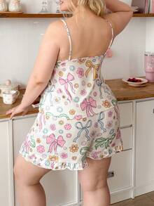 Slumberry CURVE Sweet Bow Strap Plus Size Pajama Set - Multicolor - View 2