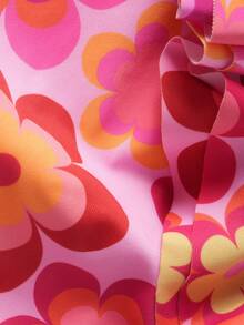 SHEIN Young Girl Floral Print Ruffle Trim Swimsuit Set, Summer Beach Vacation - Multicolor - View 6