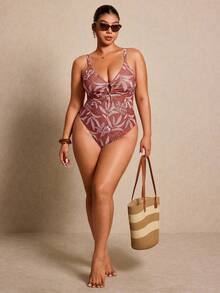 Elaquor Plus Size One-Pieces Summer Beach Vacation - Multicolor - View 4