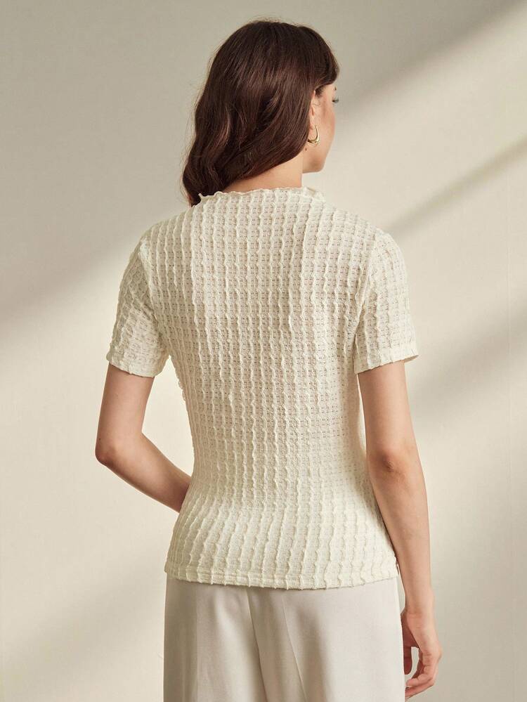 Women's Elegant Textured Fitted T-Shirt