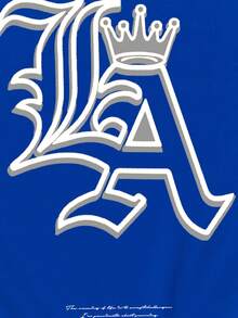 Lornexis Plus Size Men's Street Fashion Printed Short Sleeve T-Shirt - Royal Blue - View 3