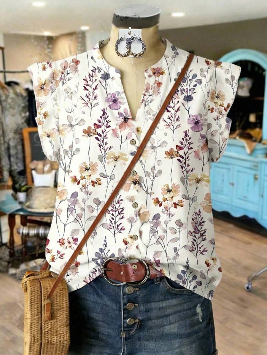 Rusticease Women's Casual Floral Print Shirt, Suitable For Summer,Summer Top - Multicolor - View 1