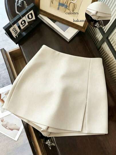 Franclia 时尚休闲通勤百搭质感柔软面料高腰开衩女式短裤/半裙/阔腿裤/热裤，春秋季