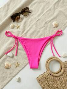 Elavelle Summer Beach Tie Side Bikini Thong - Hot Pink - View 5