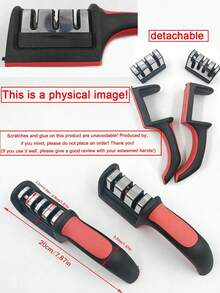 1PC 4/3 Stage Knife Sharpener - Multi-Function Tool For Grinding, Honing, Sharpening & Polishing, Easy To Use Black Red Design, Perfect For Kitchen Knives & Hunting Knives - Multicolor - View 4