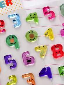 Joivida 2Pcs 3D Crystal Alphabet Number Stickers , Colorful Transparent Jelly Letter Number Stickers With Cute Cartoon Face Design, Self-Adhesive DIY Decals For Scrapbooking, Journaling, Notebook, Laptop, Water Bottle & Phone Case, Ideal For Birthday Party Favors & Creative Craft Projects (2 Styles Available) - multicolor - View 8