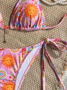 Swim Mod Bộ bikini gợi cảm và tôn dáng thời trang Xuân/Hè 2026, họa tiết in hình khuôn mặt, thích hợp cho kỳ nghỉ biển. - Nhiều màu - Xem 5
