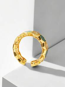 MOTF PREMIUM Nhẫn lục giác hình học đơn giản, thời trang châu Âu và Mỹ, trang sức đeo tay nhẹ nhàng, sang trọng dành cho nữ. - Vàng - Xem 7