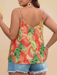 Travachic Blusa sin mangas holgada de talla grande con estampado de bloques de color para el verano - Multicolor - Ver 2