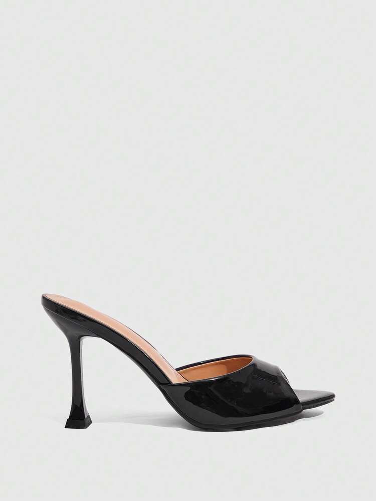 CUCCOO SZL Women Shoes Women's New European And American Simple Fashion French High Heel Color Scheme Bright Paint Heel Thin Square Heel Pointed One Piece Slip-On Sexy Comfortable Lightweight Versatile Commute Spring Summer Autumn PU Face Workplace Classic Sandals Holiday Dating Party Street Elegance Temperament Women's Shoes Summer Shoes