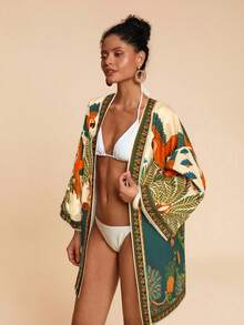 Travachic 热带印花和服罩衫，适合海滩度假 - 彩色 - 查看 5