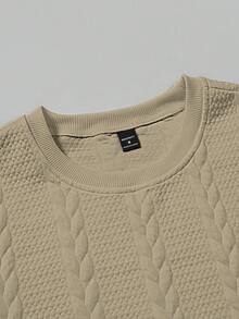 Manfinity Homme Men's Casual Solid Color Applique Round Neck Short Sleeve T-Shirt - Camel - View 6