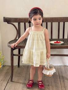 LMoss Kids 女婴针织修身休闲吊带裙 - 芥末黃 - 查看 6