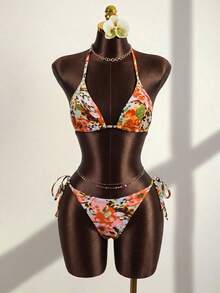 Zestiva Bộ bikini 4 mảnh gợi cảm họa tiết da báo, hở lưng, buộc dây, thích hợp cho bãi biển và kỳ nghỉ dành cho nữ. - Nhiều màu - Xem 8
