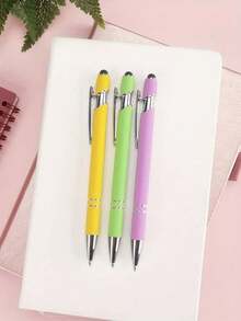 Bolígrafo de aluminio retráctil multicolor, bolígrafo de pantalla táctil 2 en 1 para tableta y teléfono - Multicolor - Ver 6