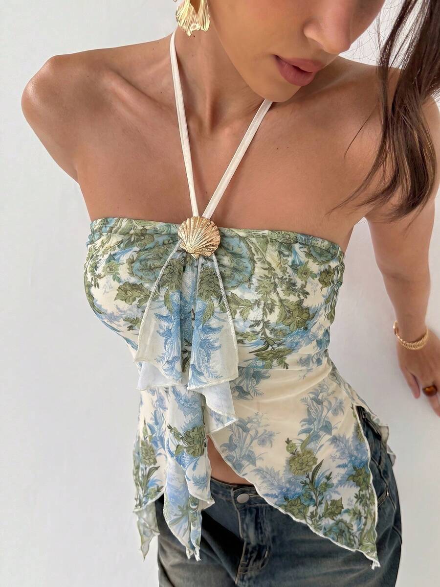 Aloruh 女士夏季新款白色优雅性感时尚浪漫婚礼派对约会晚宴不对称钢圈露肩低胸露背缎面收腰泡泡袖迷你连衣裙