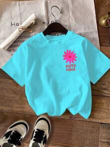 DrmWander Retro Western Style Cowboy Shirt T-Shirt, Retro Print T-Shirt Comfortable Top, T-Shirt Retro Print Pattern, Cropped Crew Neck Inspired Design Shirt, Cute Esthetic Y2K Style Summer Top, Suitable For Outdoor Vacation, Home, Work Or Street Casual Wear, Daily Loose T-Shirt Women's Beach Outfits Ladies Summer Outfits Tops For Women Summer Cute Beach Vibes Outfits Girls Summer Holiday Outfits Sky Blue - Blue - View 2