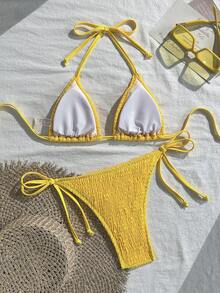 Swim Vcay Bộ bikini đi biển dành cho nữ - Màu vàng - Xem 2