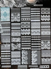 1 Book Of 30 Sheets Vintage Lace Border Versatile Material For DIY Scrapbooking, Decoration, PET Stickers - multicolor - View 9
