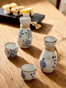 Cirelle Japanese Style Ceramic Sake Utensils – Traditional Tokkuri Bottle & Cup, Handcrafted Home Bar Decor, Perfect Gift For Sake Lovers - Multicolor - View 3