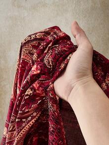SHEIN ICON Đầm cổ yếm họa tiết paisley đỏ dành cho nữ cỡ lớn, thích hợp cho kỳ nghỉ. - Nhiều màu - Xem 10