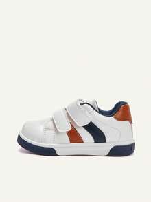 Cozy Pixies A Pair Of Four-Season Versatile Contrasting Color Splicing Brown Flat-Bottomed Casual Sneakers Fashionable Versatile Student Campus Boy Baby Sneakers - White - View 9