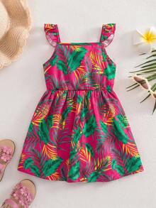SHEIN Đầm in hoa cho bé gái, đầm hoa nhiều màu sắc cho trẻ em, đầm hè cho bé gái, đầm dây thắt nơ cho bé gái, đầm hoa cho tuổi teen, đầm hè phong cách Boho, đầm ngắn hai dây in hoa có nơ cho bé gái, đầm hè cho trẻ em, đầm hoa Mexico cho bé gái, đầm in hoa cho bé gái, đầm in họa tiết Chetta cho bé gái. - Màu Hồng Tươi - Xem 2