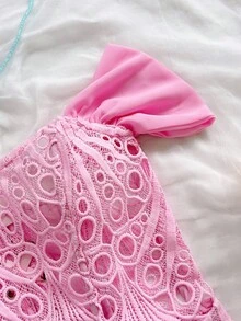 Soleia Gaun Mini Wanita Motif Blok Warna untuk Kencan Malam - Berwarna merah muda - View 5