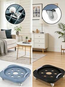 1PC Multi-Functional Gas Cylinder Storage Rack, Kitchen Gas Cylinder Base With Casters, Silent Heavy-Duty Movable Cylinder Holder, Gas Bottle Trolley Rolling Stand With Brake Wheels, Suitable For Garden And Home - Blue - View 8