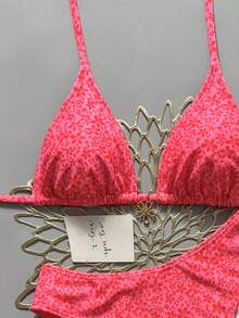 Swim Mod Conjunto de traje de baño de 2 piezas para mujer, Primavera/Verano 2026, Estilo puro y dulce a la moda, Estilizador con decoración floral, Adecuado para bikini de resort de aguas termales - Multicolor - Ver 6