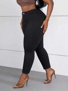 CurvyTilda Jeans Ajustados De Talla Grande Para Mujer - Negro - Ver 4