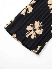 GlowEve CURVE Plus Size Women's Autumn Floral Print Casual Boho Pants, Loose Straight Leg Design, Crease-Resistant, Commute Daily Wear Vacation Black - Multicolor - View 5