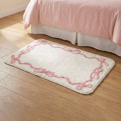 蝴蝶结蕾丝地垫 40x60厘米（15.7x23.6英寸），柔软舒适，可机洗，毛绒材质，防滑吸水，适用于浴室、卧室、客厅、厨房、门口等场所，新品上市