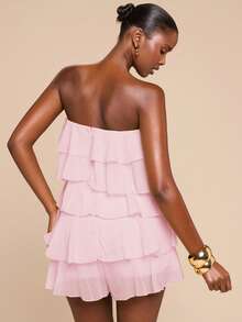 SHEIN BAE Elegant Ruffled Hem Jumpsuit, Spring/Summer - Baby Pink - View 2
