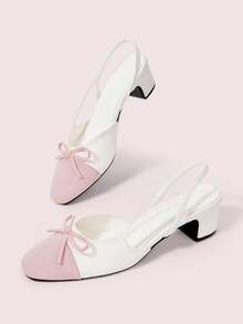 CUCCOO DOLLMOD Pink Round Toe Sandals High Heels Versatile Classic Women's Shoes Elegant Women's Fashion And Comfort Summer Shoes - Pink + White - View 11