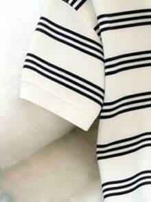 Resyla Đầm polo nữ kiểu dáng thường ngày, thích hợp mặc ngoài trời mùa hè, họa tiết kẻ sọc cổ điển, phong cách tối giản đa năng, thanh lịch và tiện dụng cho việc đi làm. - Nhiều màu - Xem 3