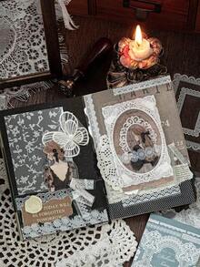 1 Book Of 30 Sheets Vintage Lace Border Versatile Material For DIY Scrapbooking, Decoration, PET Stickers - multicolor - View 12