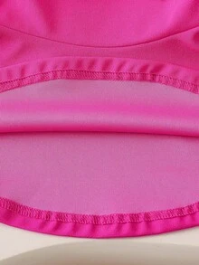 Elladie kids 女童两件套：无袖上衣，饰有3D立体花朵和珍珠，搭配喇叭裤，适合派对、度假、春夏穿着。 - 玫紅色 - 查看 6
