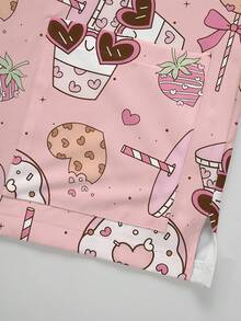 PopScrub Áo đồng phục y tá cỡ lớn in hình hoạt hình đồ uống, kem, kẹo, bánh quy, cổ chữ V, tay ngắn, có túi, quai đeo tai, thiết kế xẻ tà, thích hợp cho mùa xuân/hè, kiểu dáng dễ thương dành cho người yêu thích món tráng miệng. - Nhiều màu - Xem 6