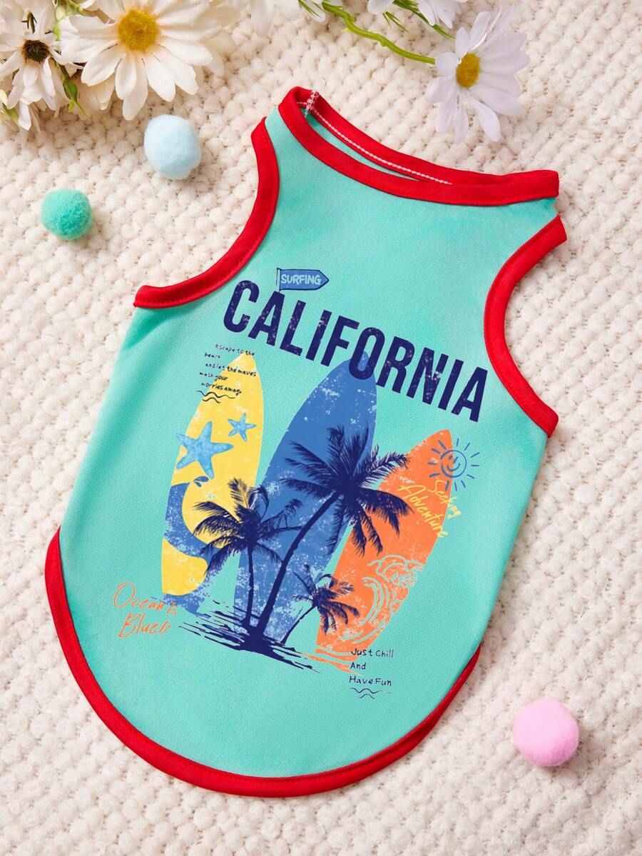 1. Áo vest cho thú cưng in chữ hình cây dừa, kiểu dáng giản dị, mềm mại và thoáng khí. - Nhiều màu - Xem 1