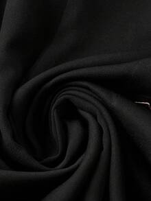 GlowEve CURVE Plus Size Women's Spring/Summer New Round Neck Metal Heart Cinched Waist Solid Color Mini Dress - Black - View 5