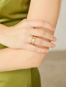 MOTF PREMIUM 几何冷风戒指壁龛设计时尚个性化 - 金色 - 查看 5